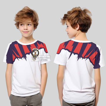 Gordon Clan Crest Kid T-Shirt with Retro Sport Style - 2D-tartanvibesclothing