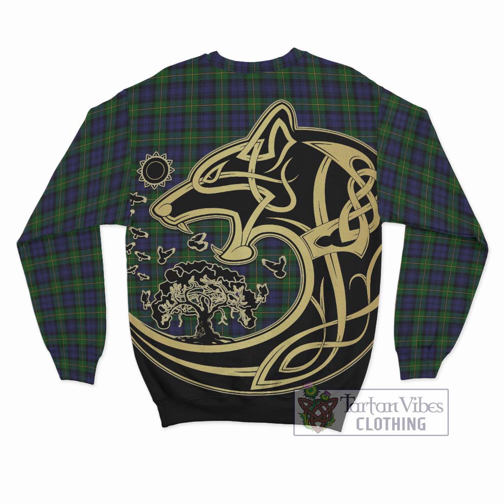 Gordon Tartan Sweatshirt with Family Crest Celtic Wolf Style - Tartan Vibes Clothing