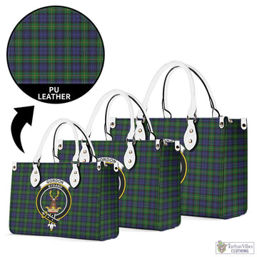 Gordon Tartan Luxury Leather Handbags with Family Crest