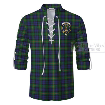 Gordon Tartan Ghillie Kilt Shirt with Family Crest Celtic Skull Style