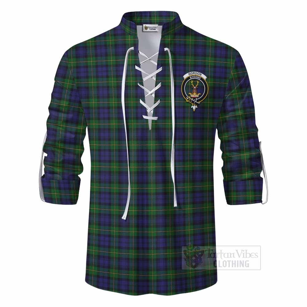 Tartan Vibes Clothing Gordon Tartan Ghillie Kilt Shirt with Family Crest DNA In Me Style