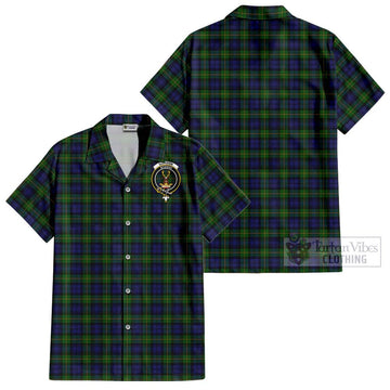 Gordon Tartan Cotton Hawaiian Shirt with Family Crest