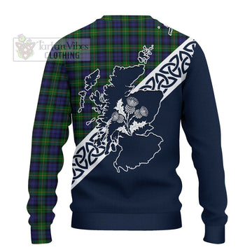 Gordon Tartan Ugly Sweater Featuring Thistle and Scotland Map