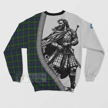 Gordon Tartan Clan Crest Sweatshirt with Highlander Warrior Celtic Style