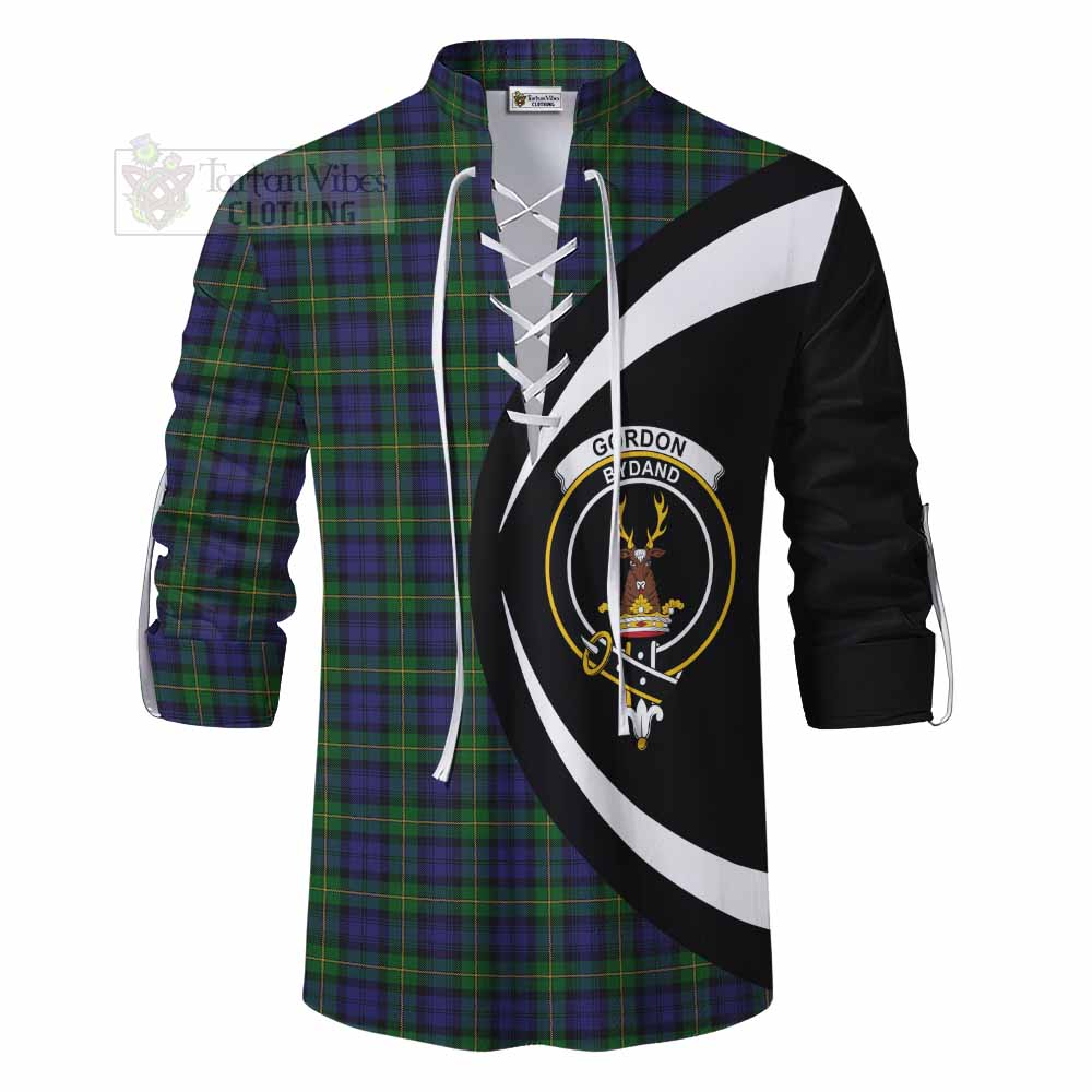 Tartan Vibes Clothing Gordon Tartan Ghillie Kilt Shirt with Family Crest Circle Style