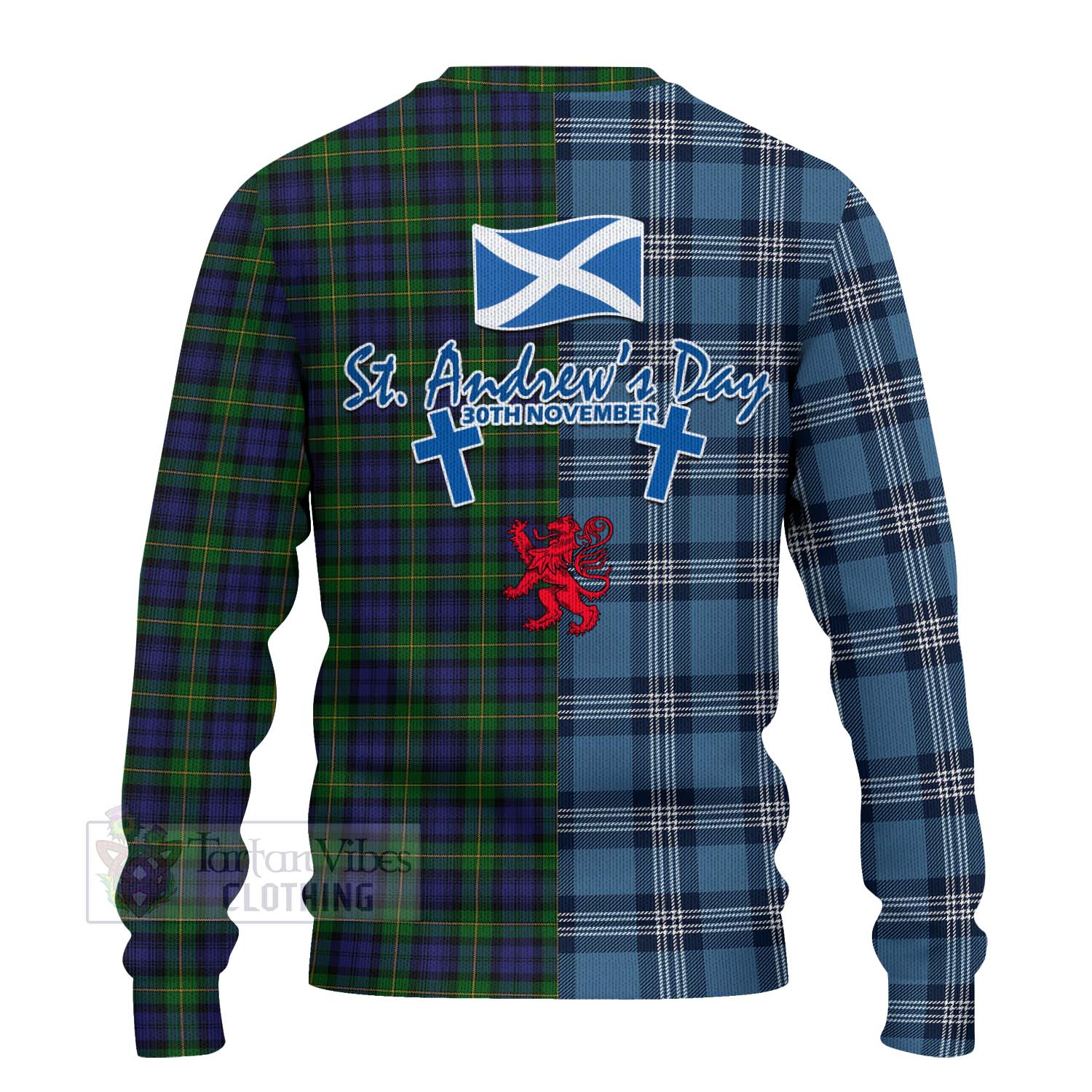 Tartan Vibes Clothing Gordon Tartan Knitted Sweater Happy St. Andrew's Day Half Tartan Style