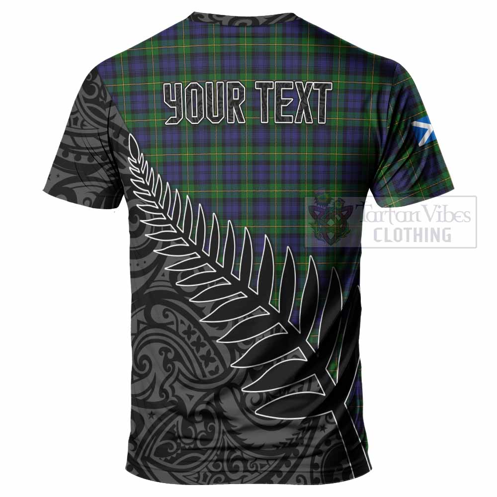 Tartan Vibes Clothing Gordon Crest Tartan T-Shirt with New Zealand Silver Fern Half Style