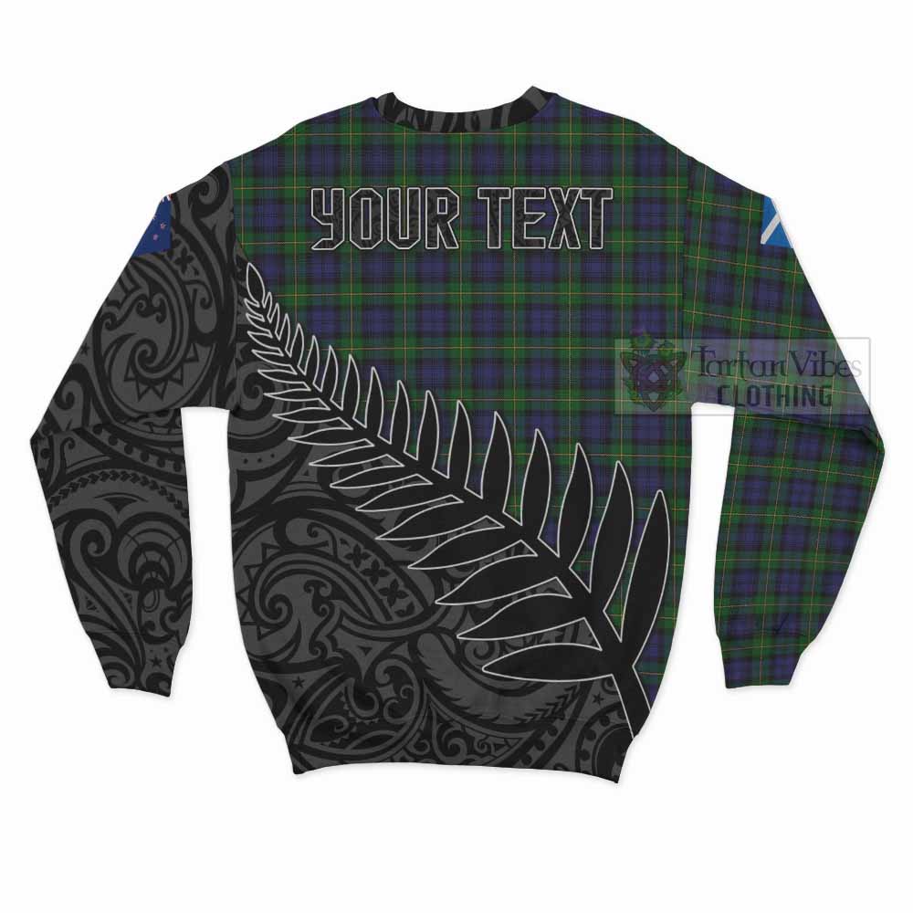 Tartan Vibes Clothing Gordon Crest Tartan Sweatshirt with New Zealand Silver Fern Half Style