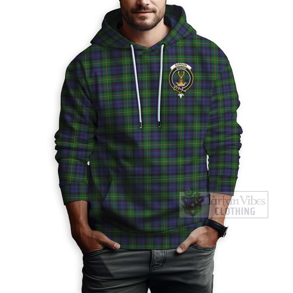 Tartan Vibes Clothing Gordon Tartan Hoodie with Family Crest and Bearded Skull Holding Bottles of Whiskey