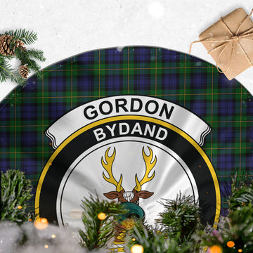 Gordon Tartan Christmas Tree Skirt with Family Crest