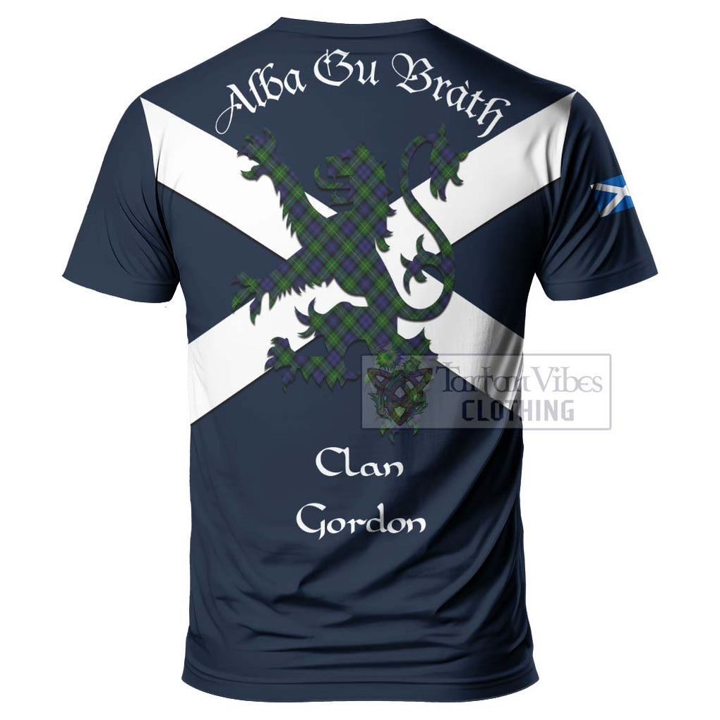 Tartan Vibes Clothing Gordon Tartan Lion Rampant T-Shirt – Proudly Display Your Heritage with Alba Gu Brath and Clan Name