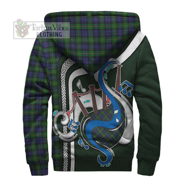 Gordon Tartan Sherpa Hoodie with Epic Bagpipe Style