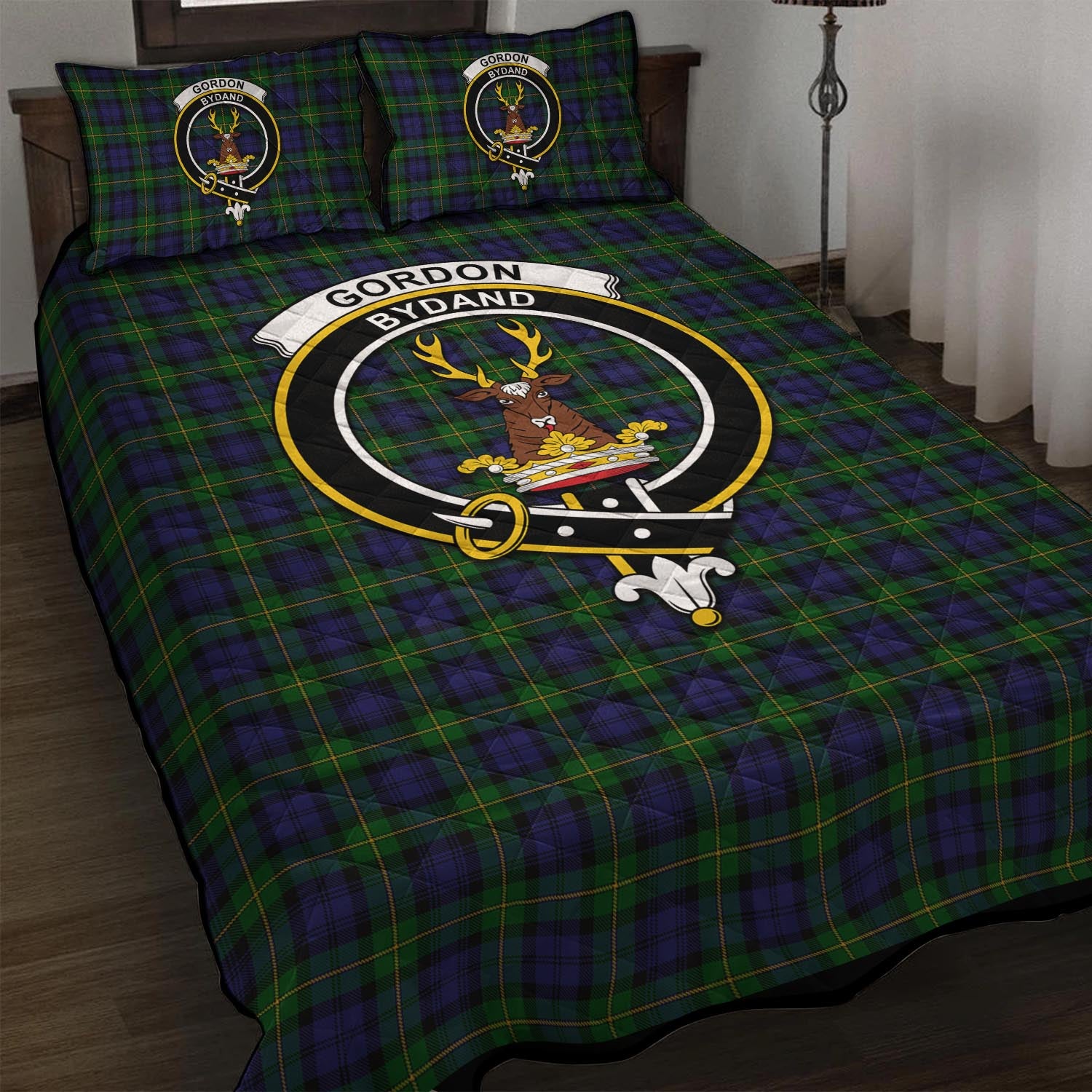 Gordon Tartan Quilt Bed Set with Family Crest - Tartan Vibes Clothing