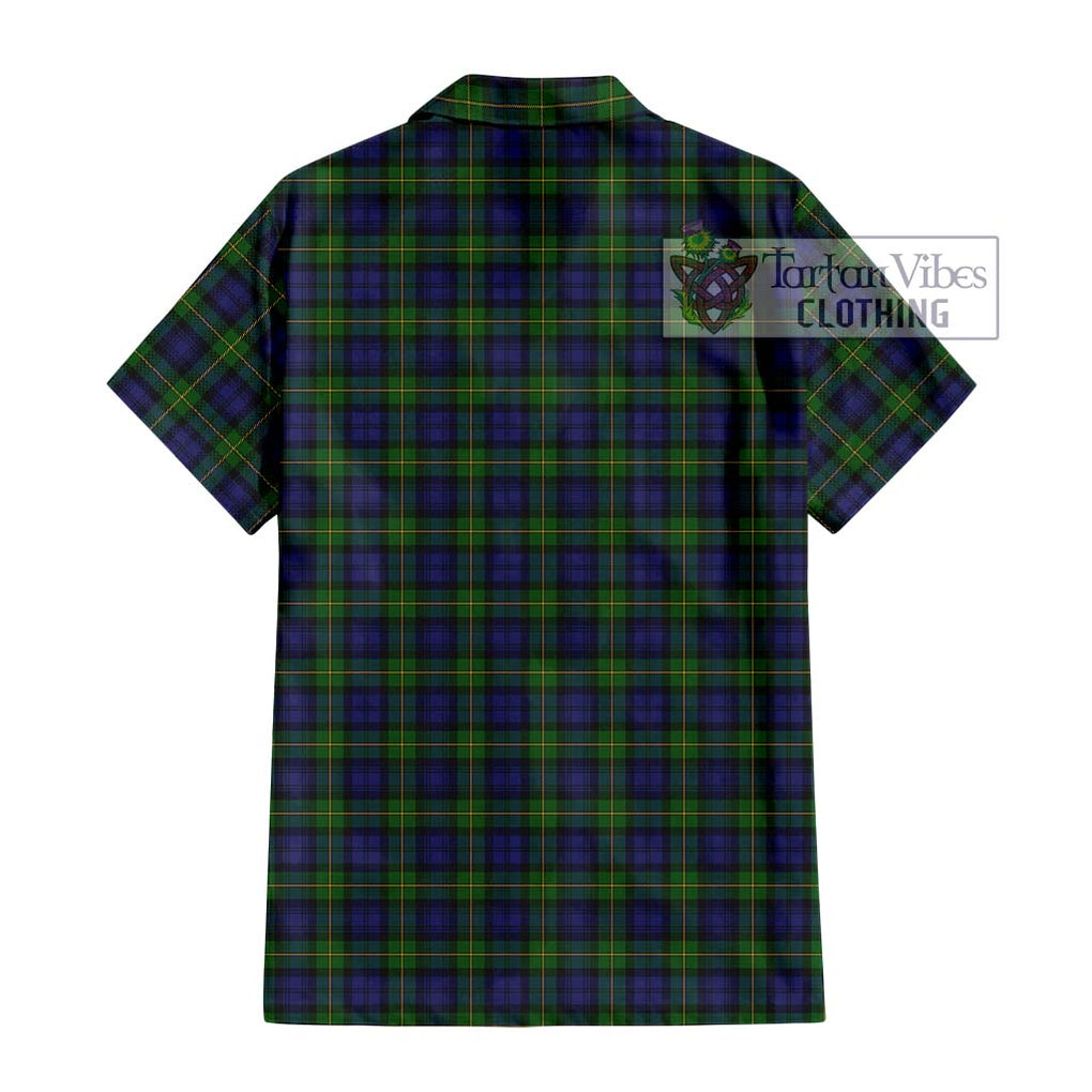 Gordon Tartan Short Sleeve Button Shirt with Family Crest DNA In Me Style - Tartanvibesclothing Shop