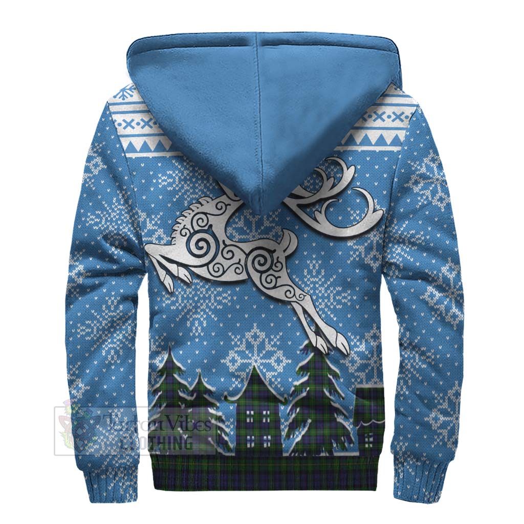 Tartan Vibes Clothing Gordon Clan Christmas Sherpa Hoodie Celtic Reindeer Style