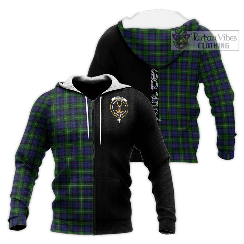 Gordon Tartan Knitted Hoodie with Family Crest and Half Of Me Style Unisex Knitted Zip Hoodie - Tartanvibesclothing Shop