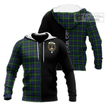 Gordon Tartan Knitted Hoodie with Family Crest and Half Of Me Style