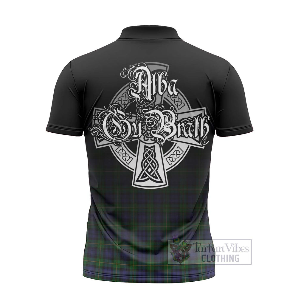 Tartan Vibes Clothing Gordon Tartan Zipper Polo Shirt Featuring Alba Gu Brath Family Crest Celtic Inspired