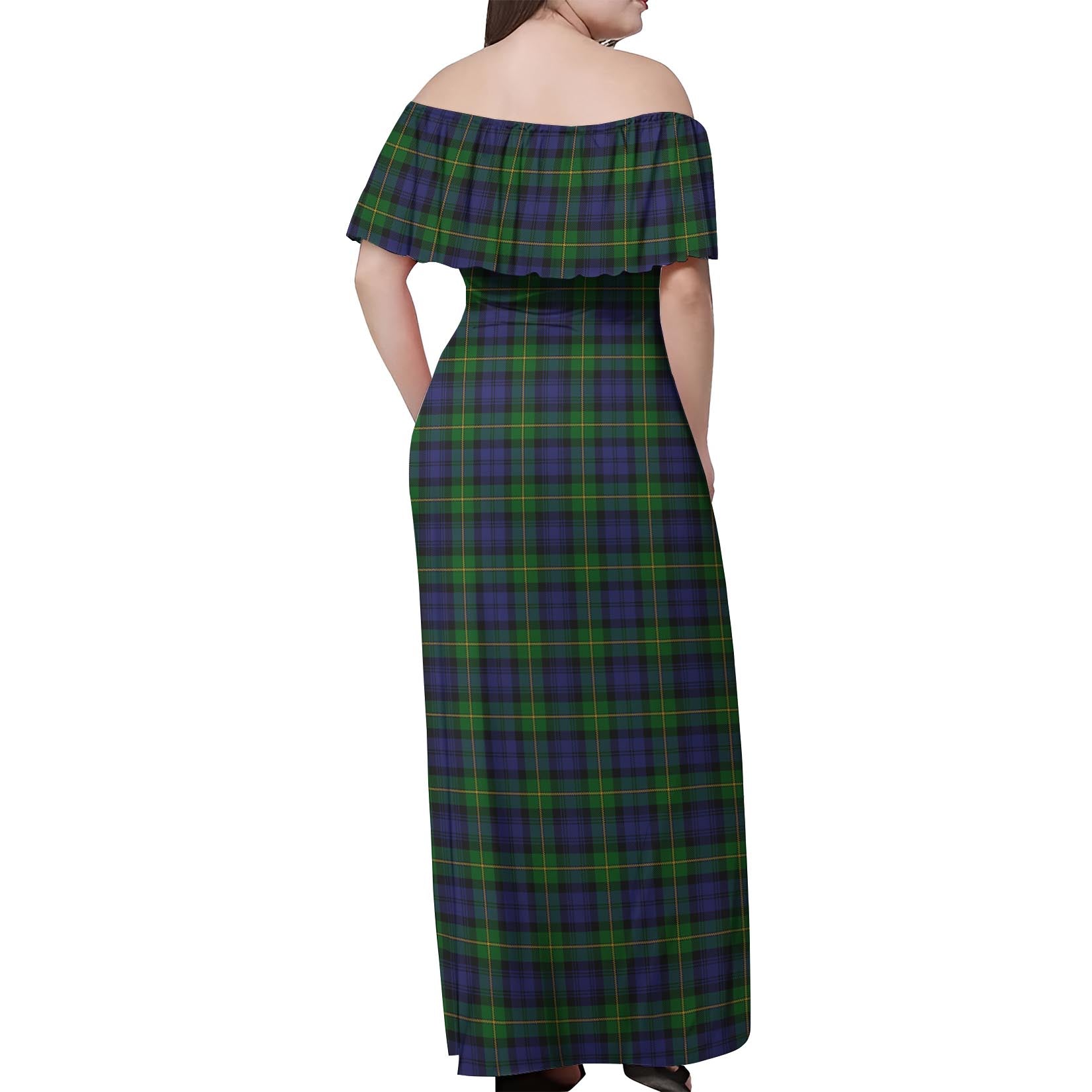 Gordon Tartan Off Shoulder Long Dress - Tartanvibesclothing