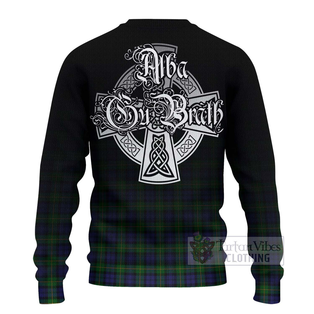 Tartan Vibes Clothing Gordon Tartan Knitted Sweater Featuring Alba Gu Brath Family Crest Celtic Inspired