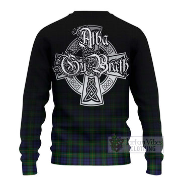 Gordon Tartan Ugly Sweater Featuring Alba Gu Brath Family Crest Celtic Inspired