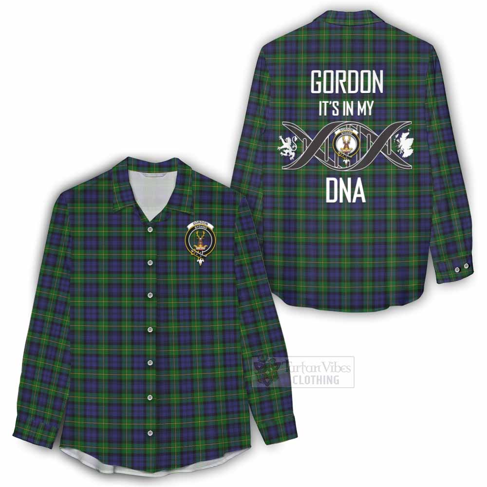 Tartan Vibes Clothing Gordon Tartan Women's Casual Shirt with Family Crest DNA In Me Style