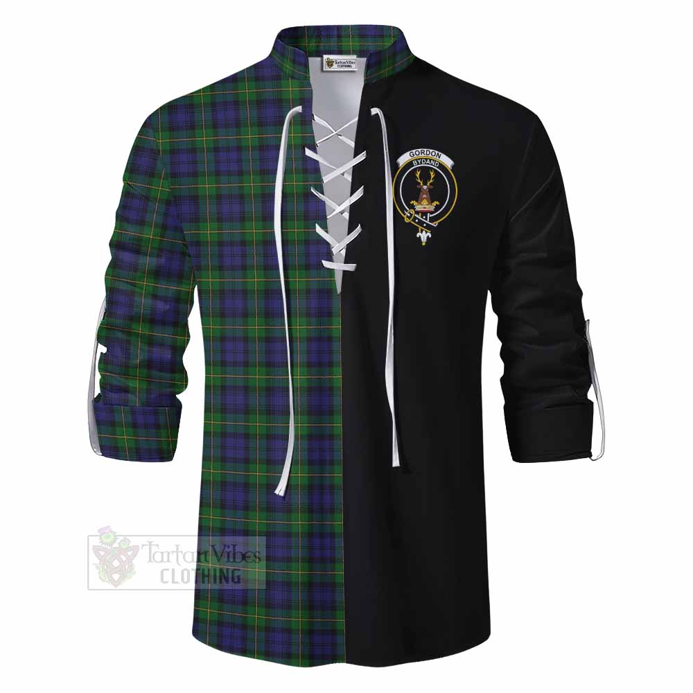 Tartan Vibes Clothing Gordon Tartan Ghillie Kilt Shirt with Family Crest and Half Of Me Style