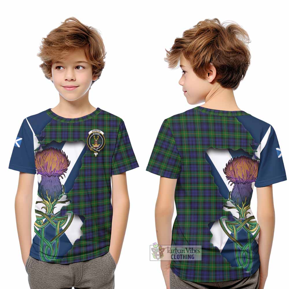 Gordon Tartan Family Crest Kid T-Shirt Scottish Thistle Celtic Inspired - Tartan Vibes Clothing