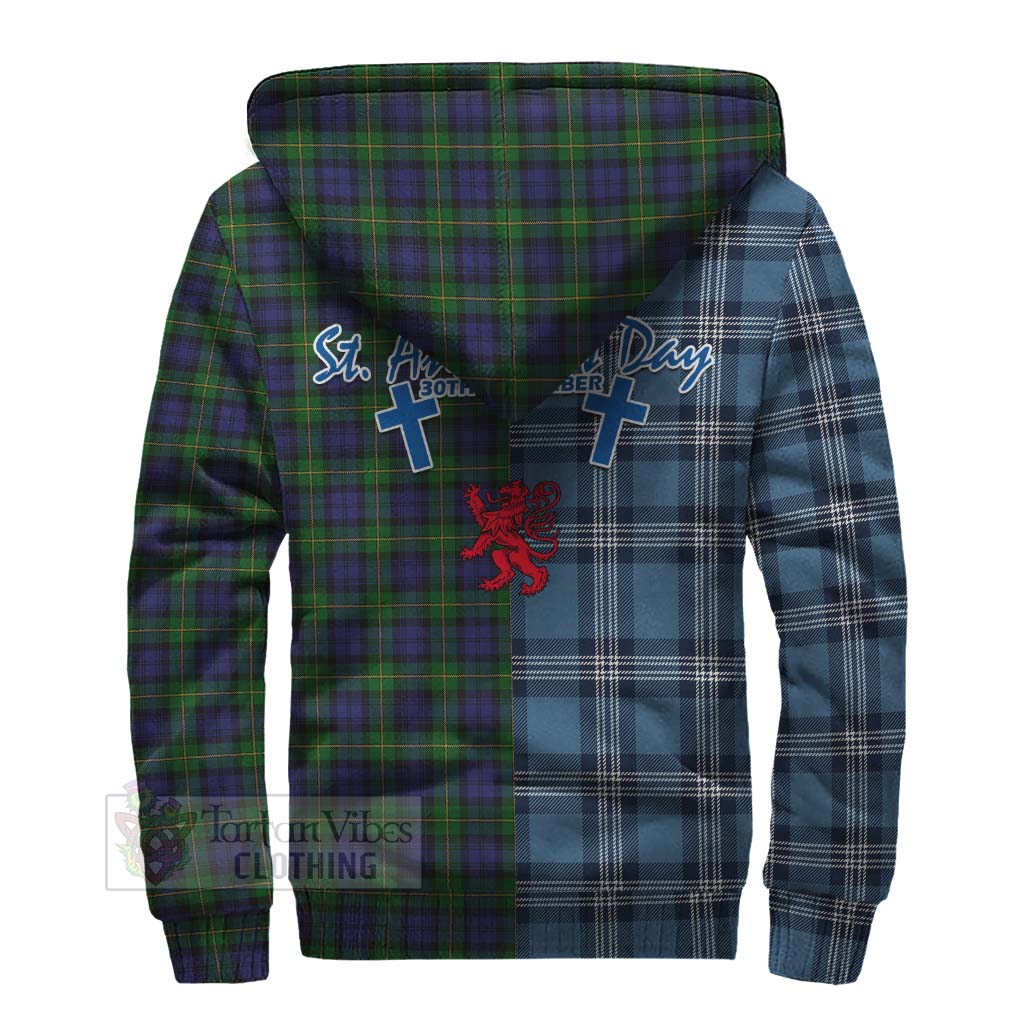 Tartan Vibes Clothing Gordon Tartan Sherpa Hoodie Happy St. Andrew's Day Half Tartan Style