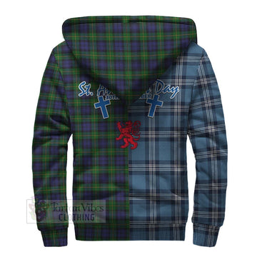 Gordon Tartan Sherpa Hoodie Happy St. Andrew's Day Half Tartan Style