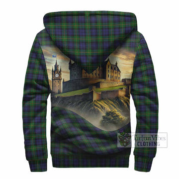 Gordon Tartan Family Crest Sherpa Hoodie with Scottish Ancient Castle Style - Tartan Vibes Clothing