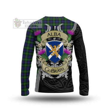 Gordon Tartan Family Crest Long Sleeve T-Shirt Lion Rampant Royal Thistle Shield Celtic Inspired - Tartan Vibes Clothing