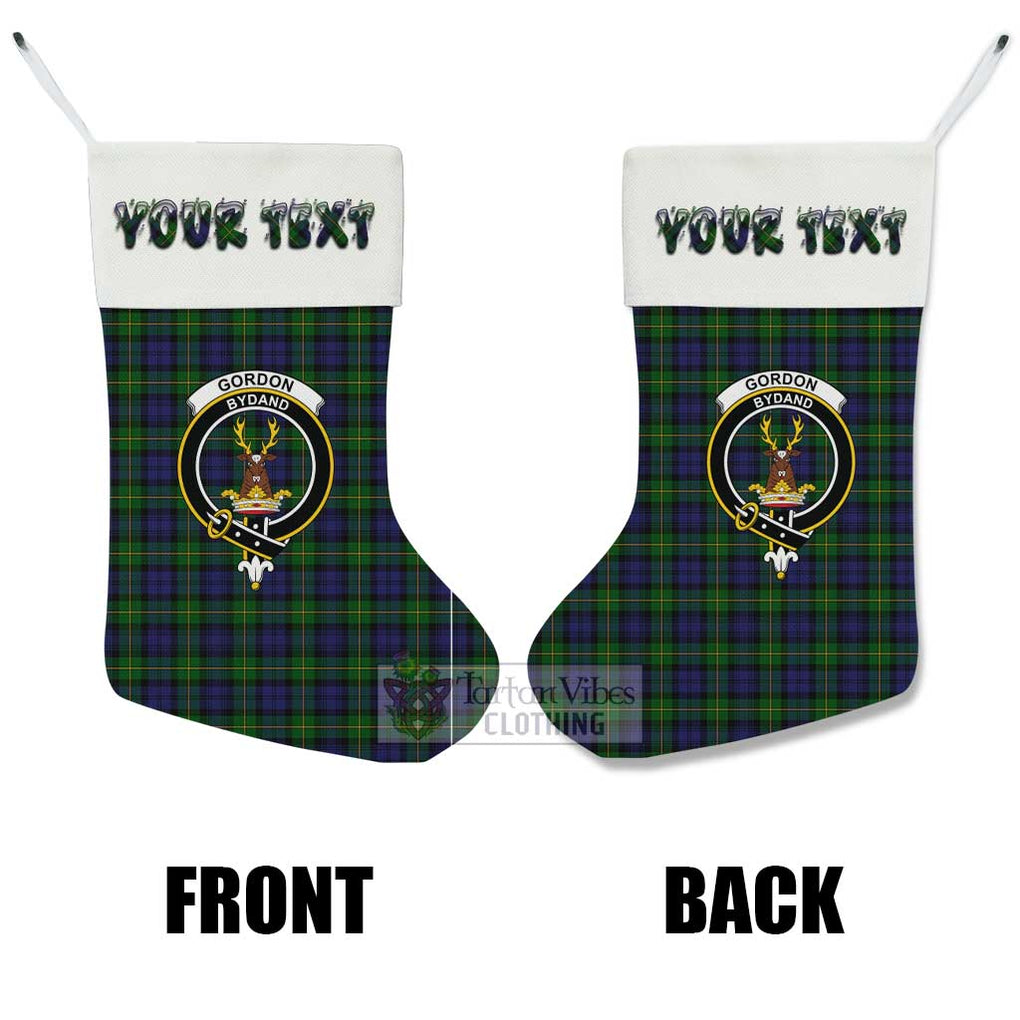 Tartan Vibes Clothing Gordon Tartan Family Crest Christmas Stocking with Personalized Text