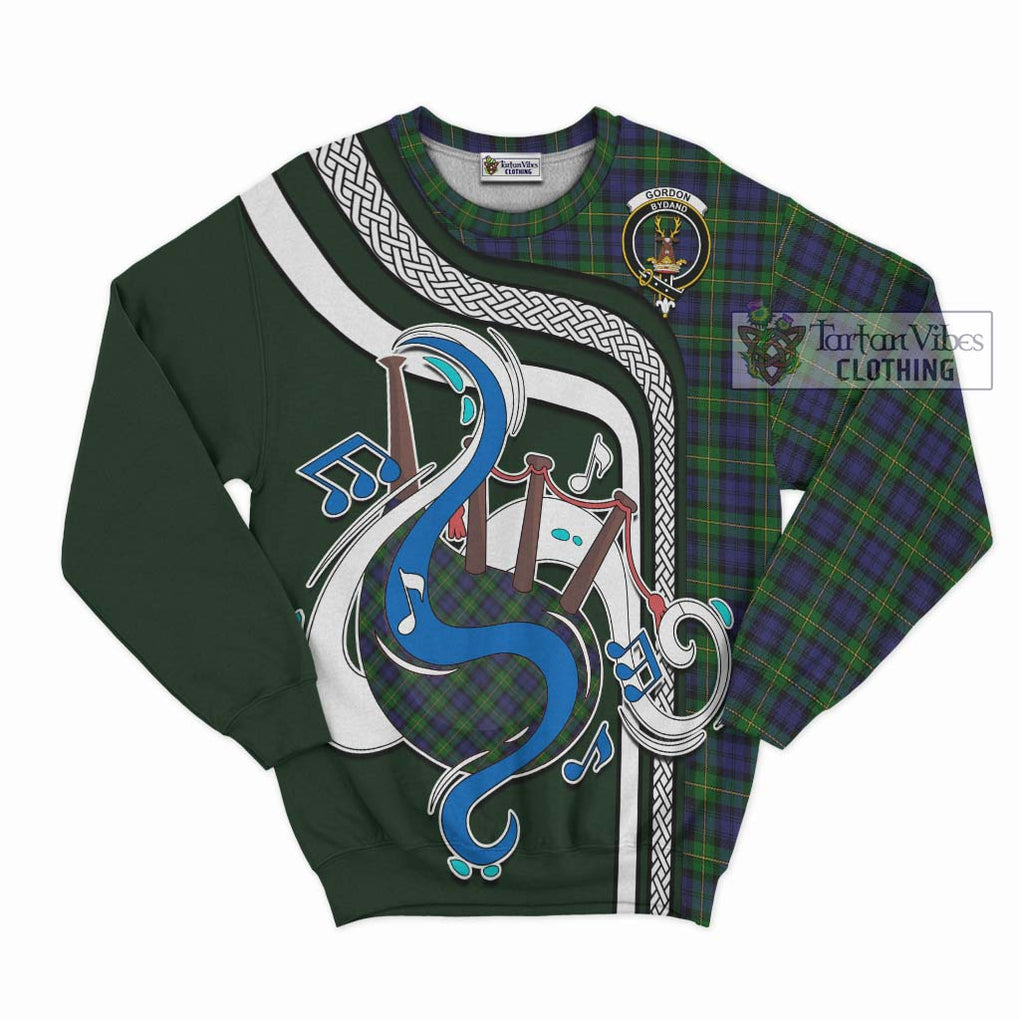 Tartan Vibes Clothing Gordon Tartan Sweatshirt with Epic Bagpipe Style