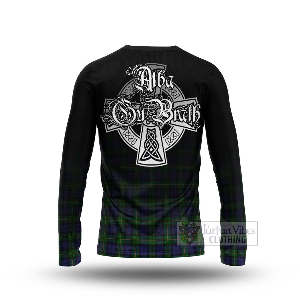 Tartan Vibes Clothing Gordon Tartan Long Sleeve T-Shirt Featuring Alba Gu Brath Family Crest Celtic Inspired