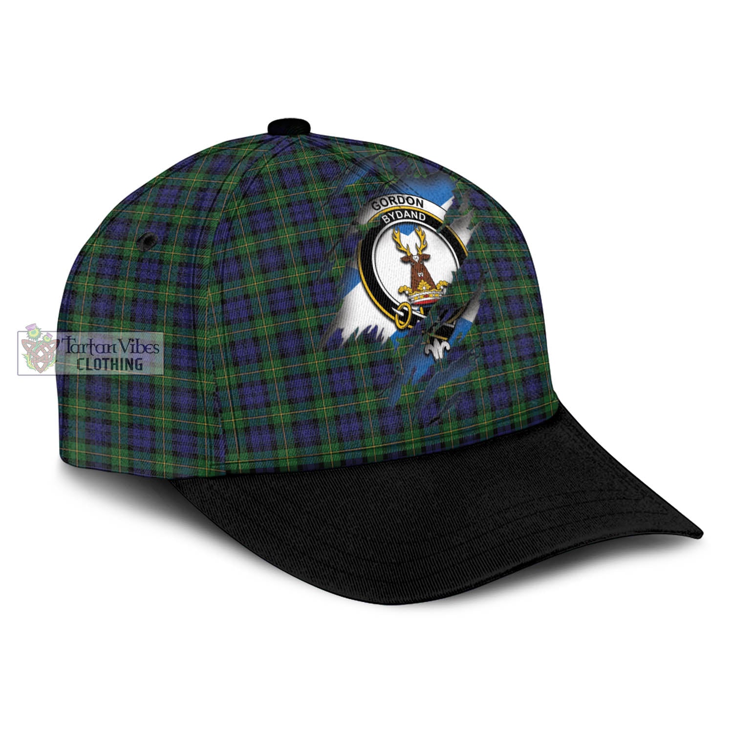 Tartan Vibes Clothing Gordon Tartan Classic Cap with Family Crest In Me Style