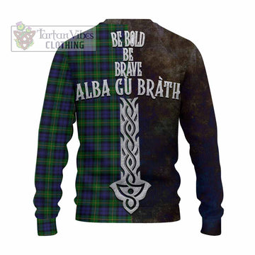 Gordon Tartan Family Crest Knitted Sweater Alba Gu Brath Be Brave Lion Ancient Style - Tartan Vibes Clothing