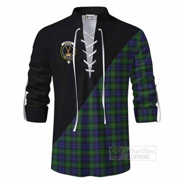 Gordon Tartan Ghillie Kilt Shirt with Family Crest and Military Logo Style