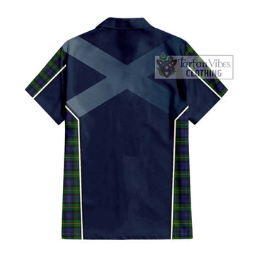 Gordon Tartan Short Sleeve Button Shirt with Family Crest and Lion Rampant Vibes Sport Style