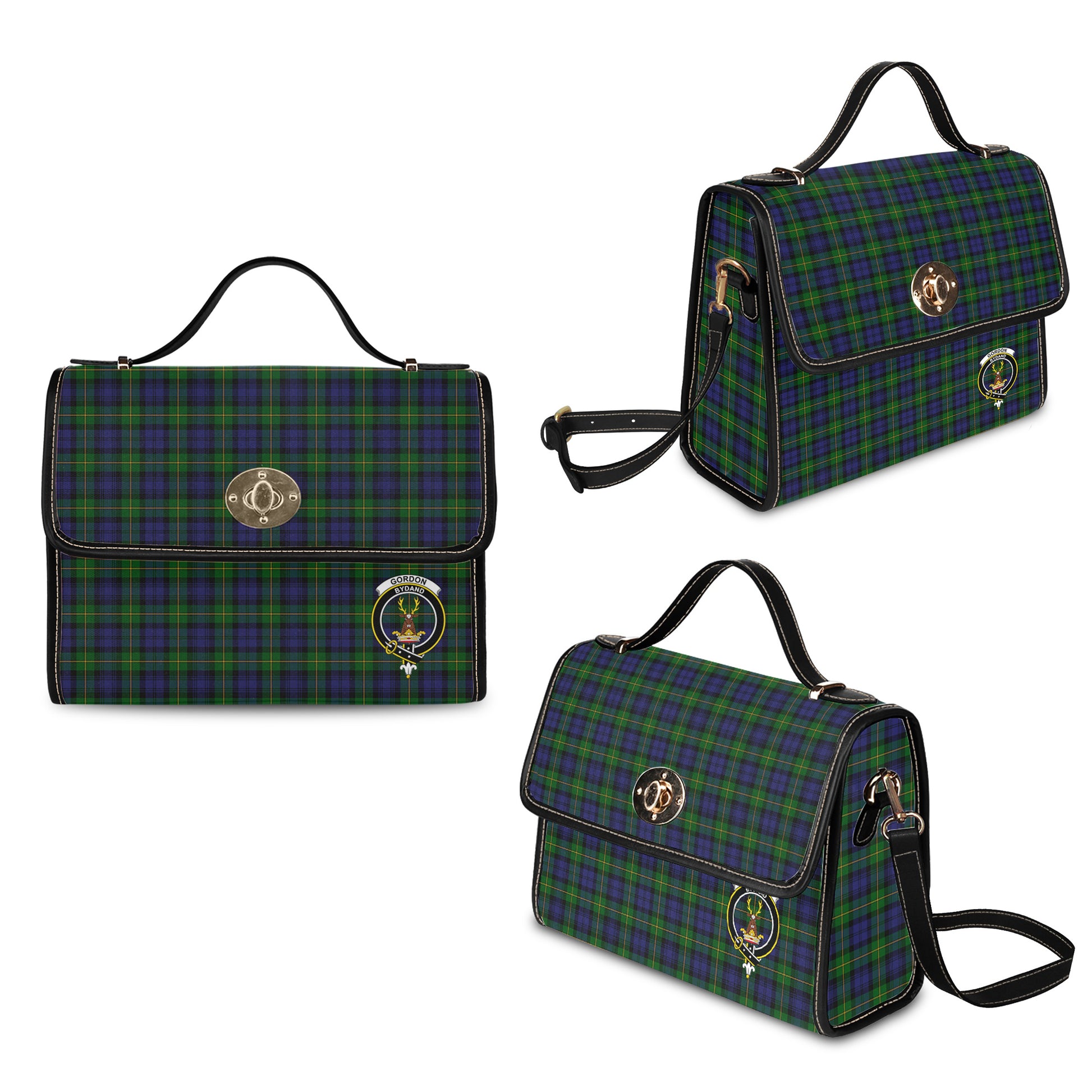 gordon-tartan-leather-strap-waterproof-canvas-bag-with-family-crest