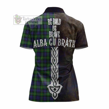 Gordon Tartan Family Crest Women's Polo Shirt Alba Gu Brath Be Brave Lion Ancient Style - Tartan Vibes Clothing