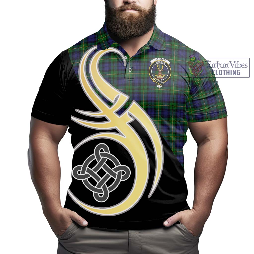 Tartan Vibes Clothing Gordon Tartan Polo Shirt with Family Crest and Celtic Symbol Style
