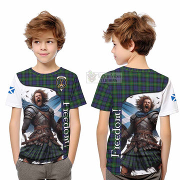 Gordon Crest Tartan Kid T-Shirt Inspired by the Freedom of Scottish Warrior