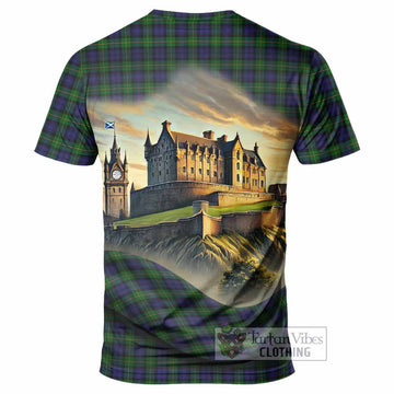 Gordon Tartan Family Crest T-Shirt with Scottish Ancient Castle Style - Tartan Vibes Clothing