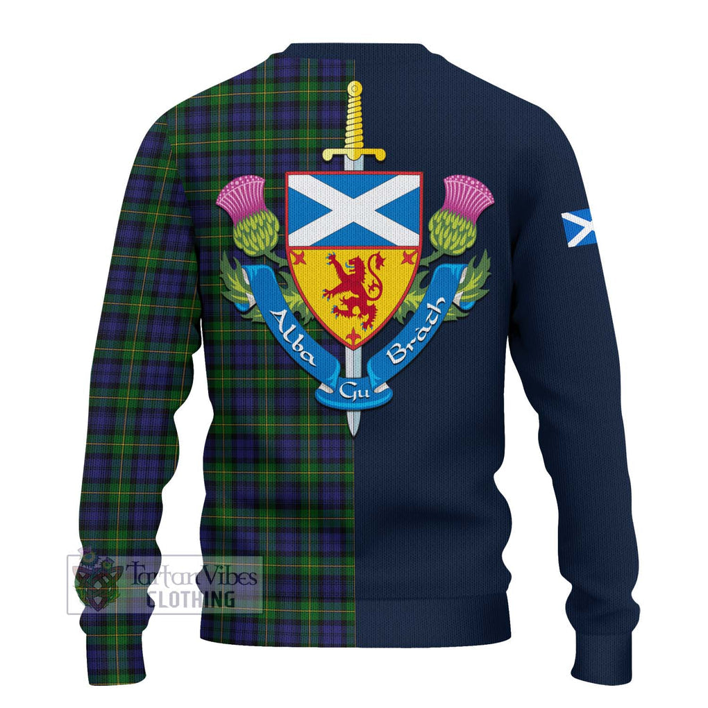 Tartan Vibes Clothing Gordon Tartan Knitted Sweater with Scottish Lion Royal Arm Half Style