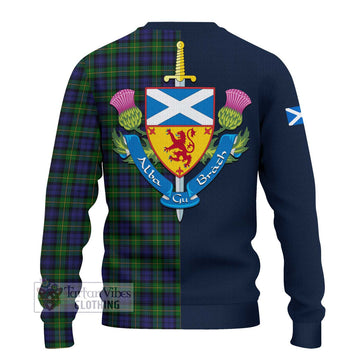 Gordon Tartan Ugly Sweater with Scottish Lion Royal Arm Half Style