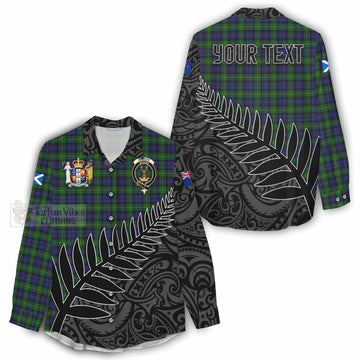 Gordon Crest Tartan Women's Casual Shirt with New Zealand Silver Fern Half Style