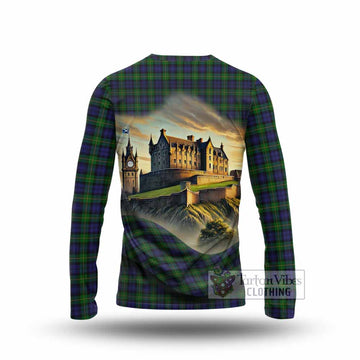 Gordon Tartan Family Crest Long Sleeve T-Shirt with Scottish Ancient Castle Style - Tartan Vibes Clothing