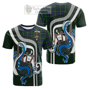 Gordon Tartan Cotton T-shirt with Epic Bagpipe Style