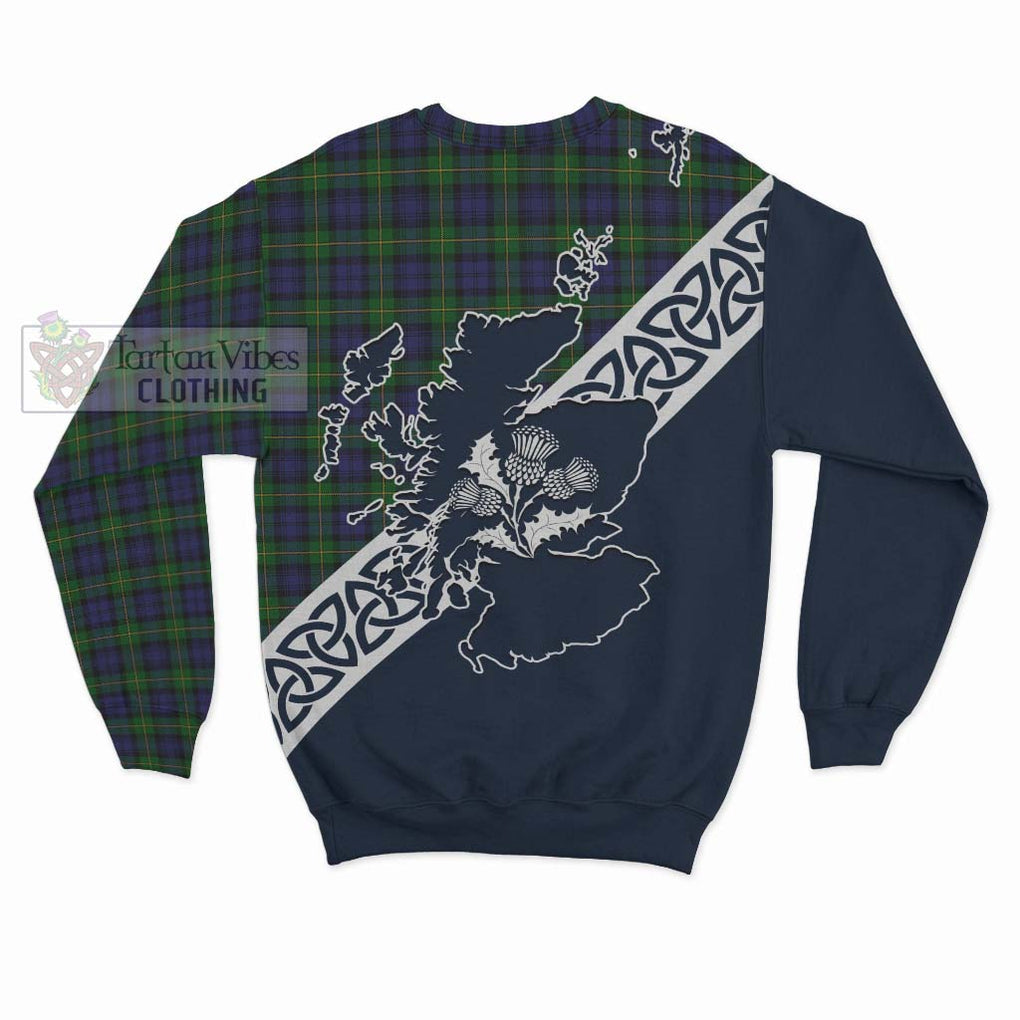 Tartan Vibes Clothing Gordon Tartan Sweatshirt Featuring Thistle and Scotland Map